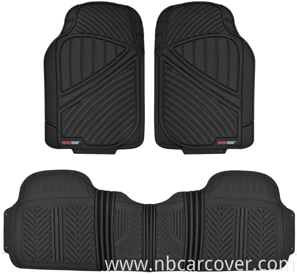 Heavy Duty Rubber Floor Mats 3PC Front & Rear for Car SUV Truck Van, 100% Odorless BPA-Free & All Weather Protection